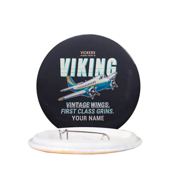 Vickers Viking 1B - Cartoon + Name - Pin - Black