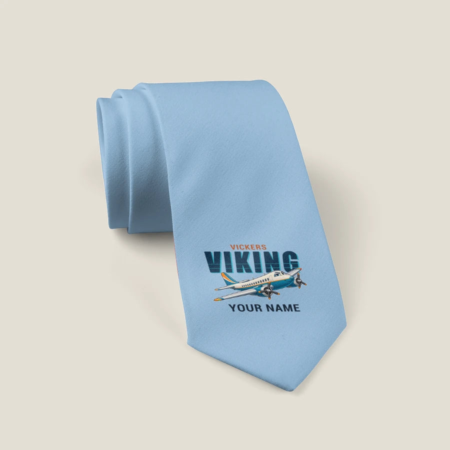 Vickers Viking 1B - Cartoon + Name - Tie - Light Blue