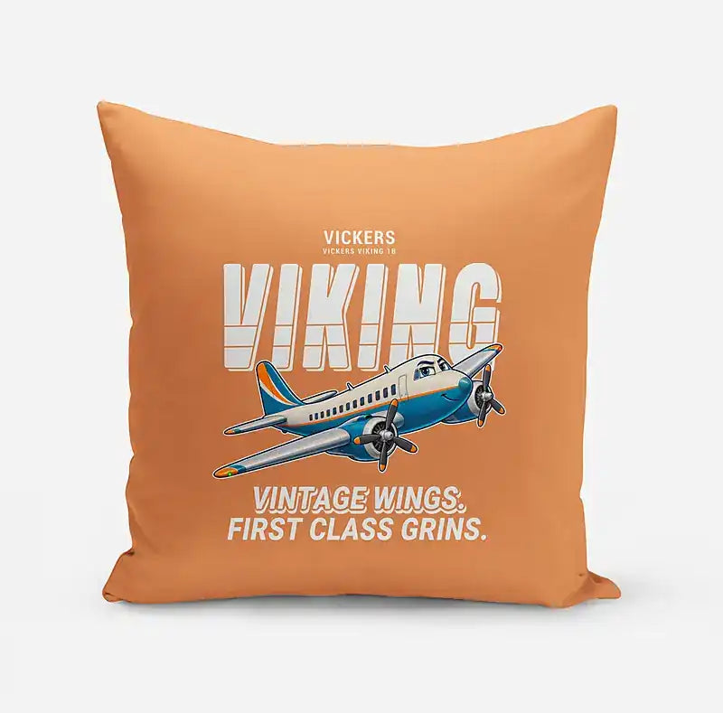 Vickers Viking 1B - Cartoon - Pillow - Orange