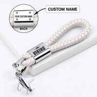 Thumbnail for Vickers Viking 1B - Leather Key Chain - Braided Leather - Heritage - White + Name