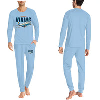 Thumbnail for Vickers Viking 1B - Men Pajamas - Cartoon Chest - Light Blue