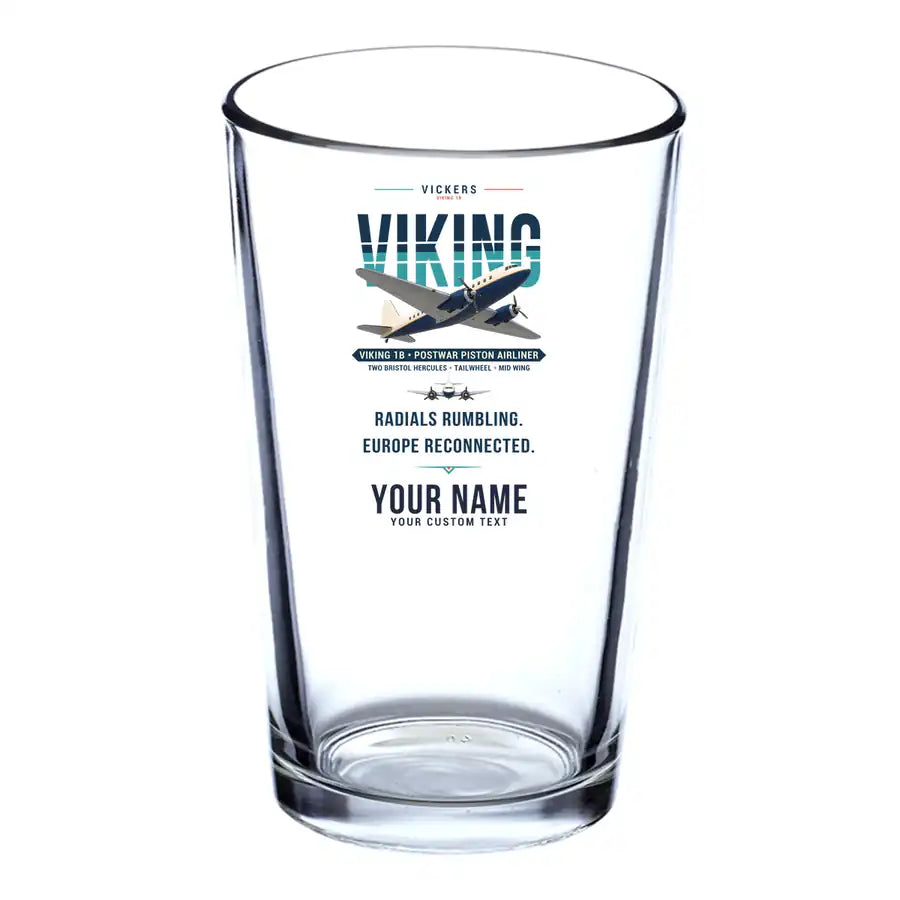 Vickers Viking 1B - Original + Name - Beer & Water Glass