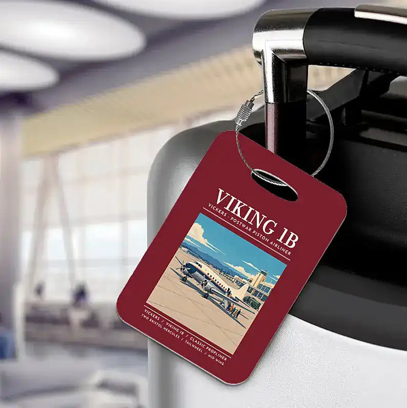 Vickers Viking 1B - Poster - Luggage Tag - Dark Red