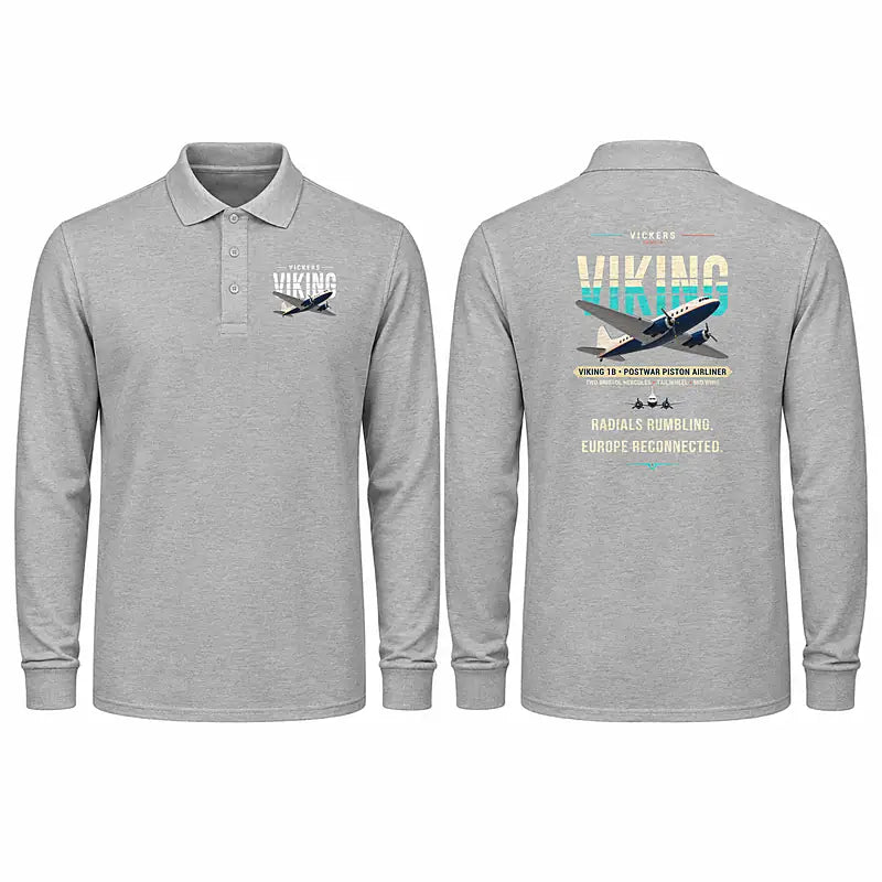Vickers Viking 1B Premium Polo T-Shirts - Original - Long Sleeve - Gray