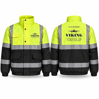 Thumbnail for Vickers Viking 1B Reflective Winter Jackets - Heritage - Fluorescent Yellow & Navy