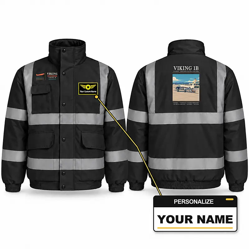 Vickers Viking 1B Reflective Winter Jackets - Poster + Name - Black