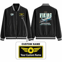 Thumbnail for Vickers Viking 1B Stylish Jackets - Baseball Collar - Cartoon + Name - Black