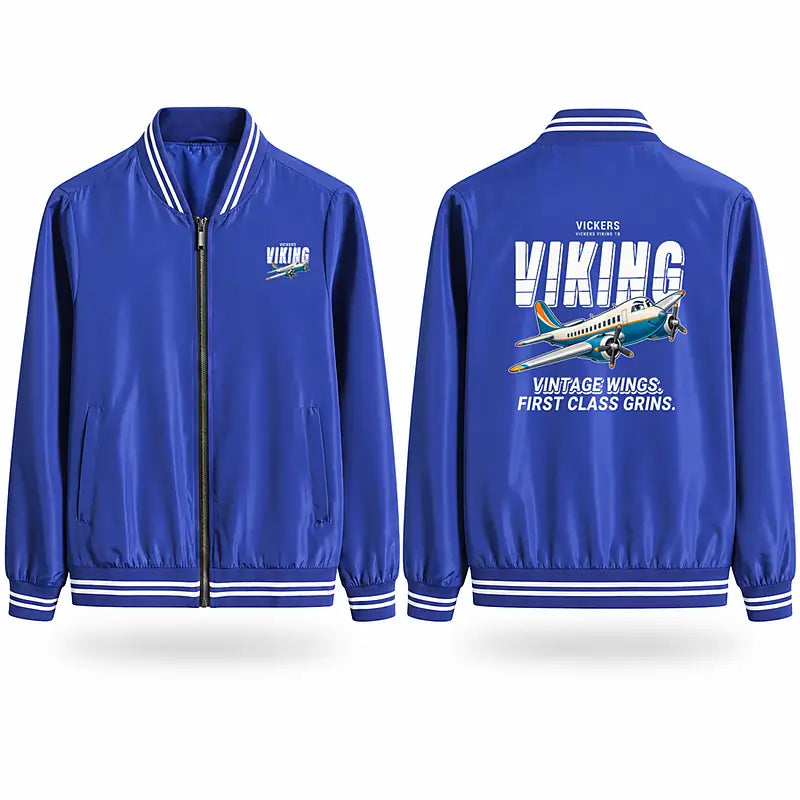 Vickers Viking 1B Stylish Jackets - Baseball Collar - Cartoon - Royal Blue