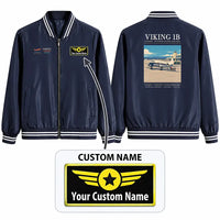 Thumbnail for Vickers Viking 1B Stylish Jackets - Baseball Collar - Poster + Name - Navy Blue