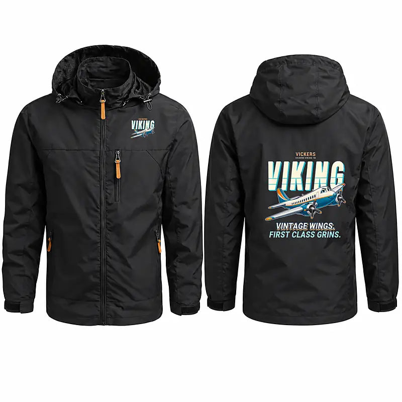 Vickers Viking 1B Stylish Jackets - Hooded Windbreaker - Cartoon - Black