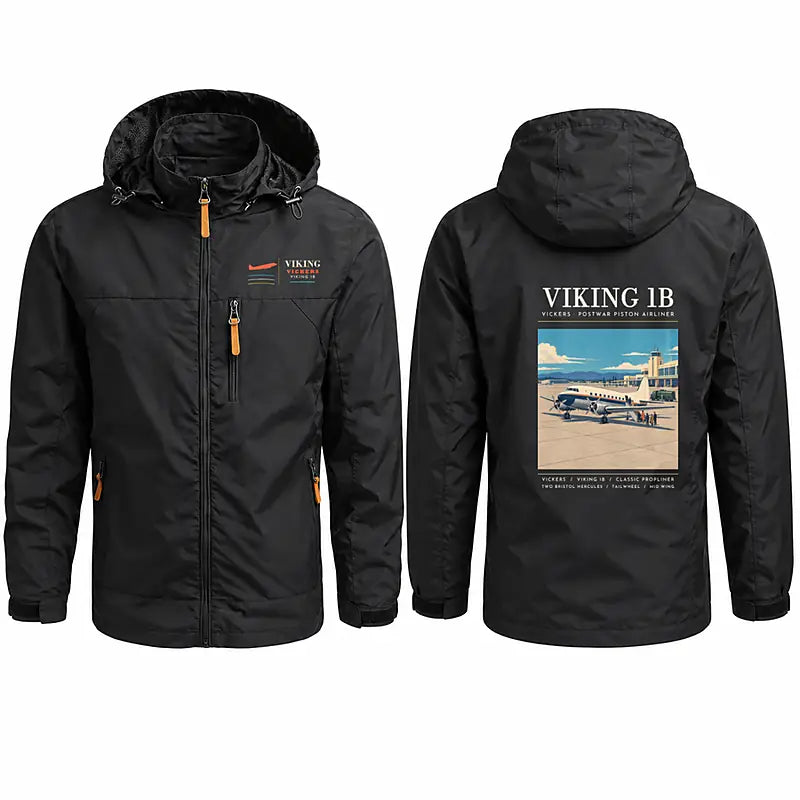 Vickers Viking 1B Stylish Jackets - Hooded Windbreaker - Poster - Black
