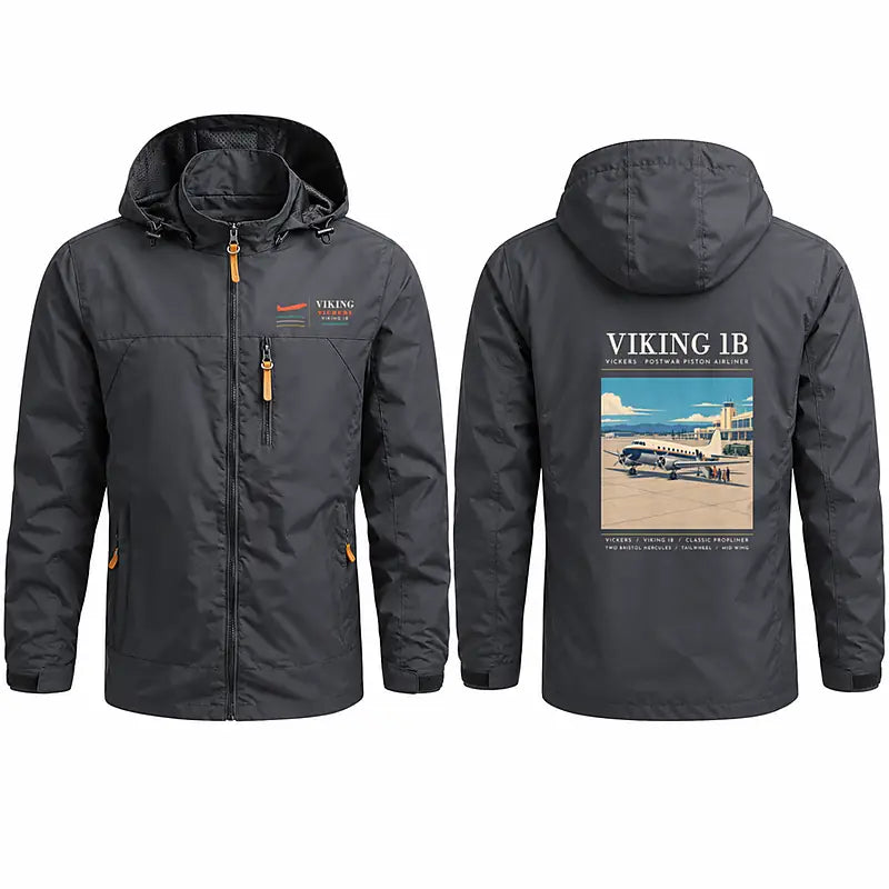 Vickers Viking 1B Stylish Jackets - Hooded Windbreaker - Poster - Charcoal