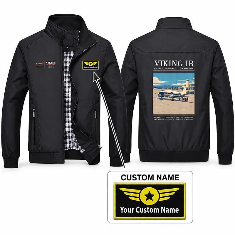 Vickers Viking 1B Stylish Jackets - Stand Collar - Poster + Name - Black