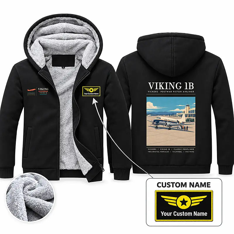 Vickers Viking 1B Zipped Sweatshirts - Poster + Name - Black
