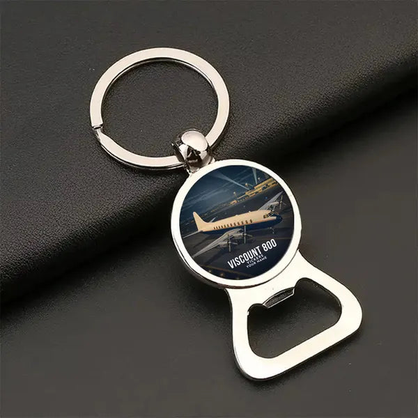Vickers Viscount 800 - 3D + Name - Bottle Opener Key Chain - Full Print