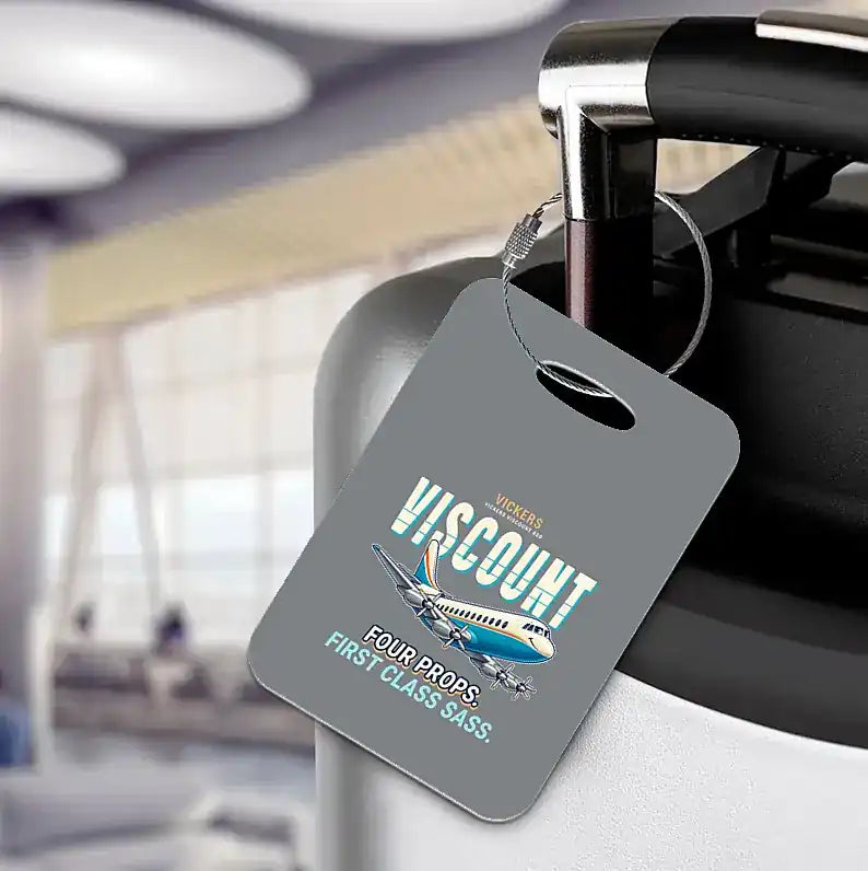 Vickers Viscount 800 - Cartoon - Luggage Tag - Gray