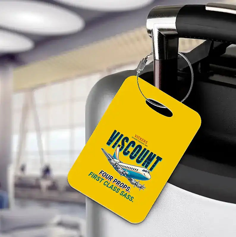 Vickers Viscount 800 - Cartoon - Luggage Tag - Yellow
