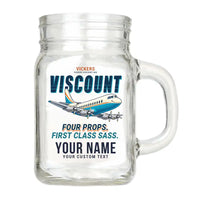 Thumbnail for Vickers Viscount 800 - Cartoon + Name - Cocktail Glass (Mason Jar)