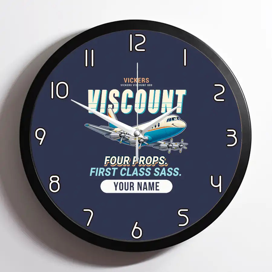Vickers Viscount 800 - Cartoon + Name - Framed - Navy Blue