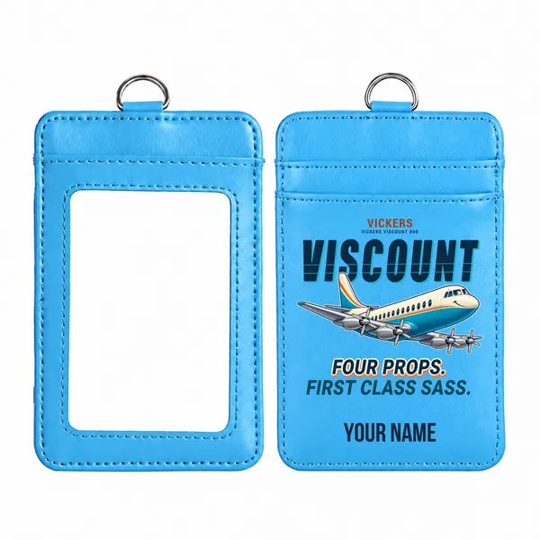 Vickers Viscount 800 - Cartoon - ID Card Holder - Blue + Name