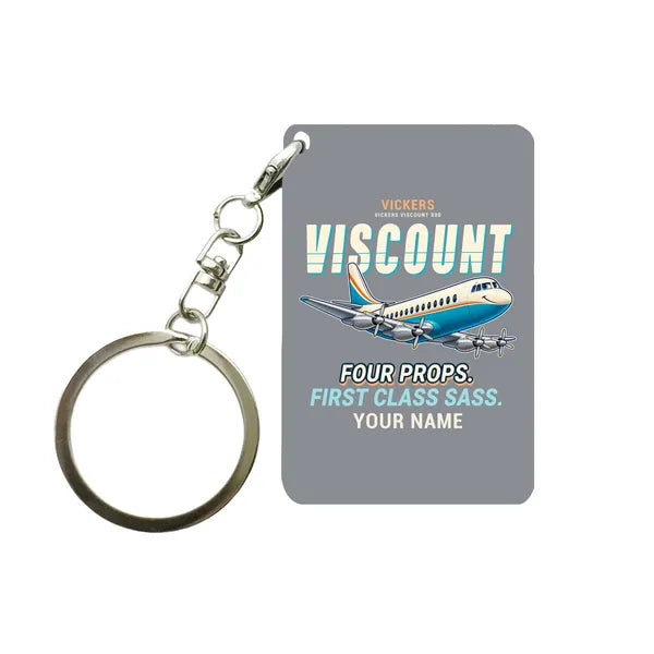 Vickers Viscount 800 - Cartoon + Name - Key Chain - Gray