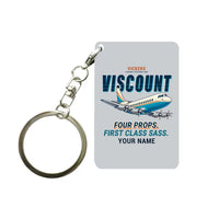 Thumbnail for Vickers Viscount 800 - Cartoon + Name - Key Chain - Light Gray