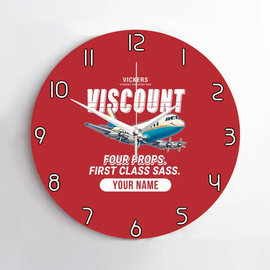 Vickers Viscount 800 - Cartoon + Name - No Frame - Red