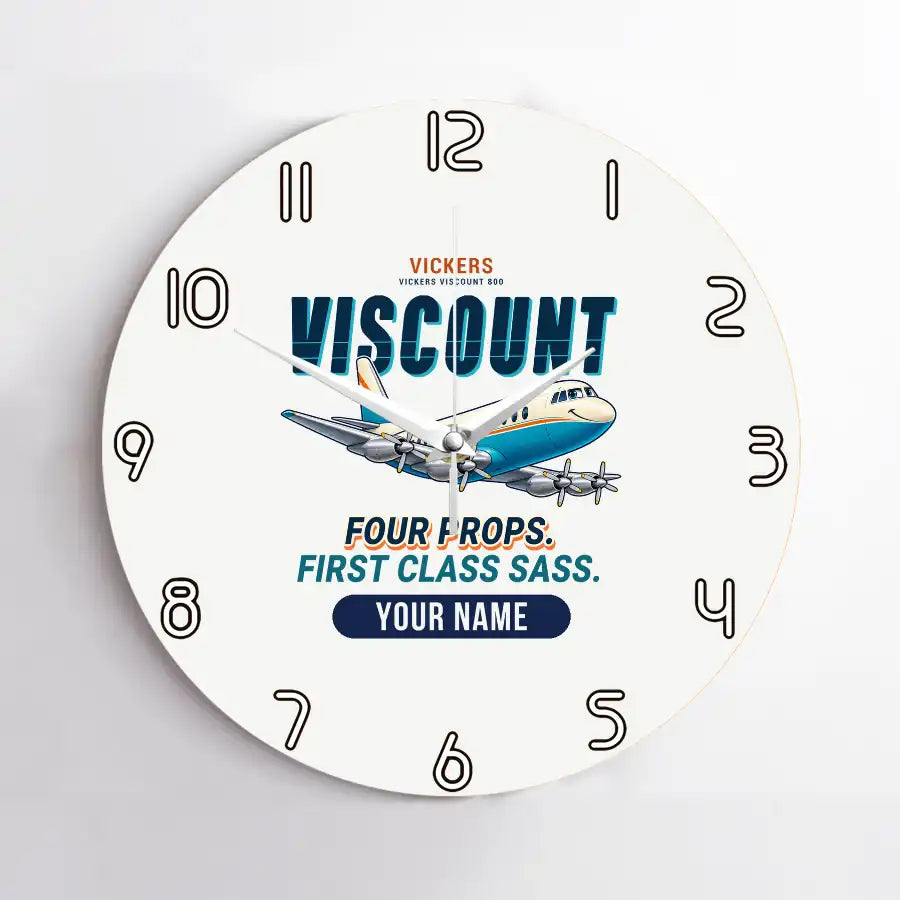 Vickers Viscount 800 - Cartoon + Name - No Frame - White