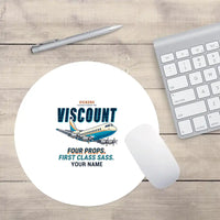Thumbnail for Vickers Viscount 800 - Cartoon + Name - Round Mouse Pad - White
