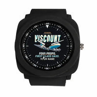 Thumbnail for Vickers Viscount 800 - Cartoon + Name - Rubber Strap - Black