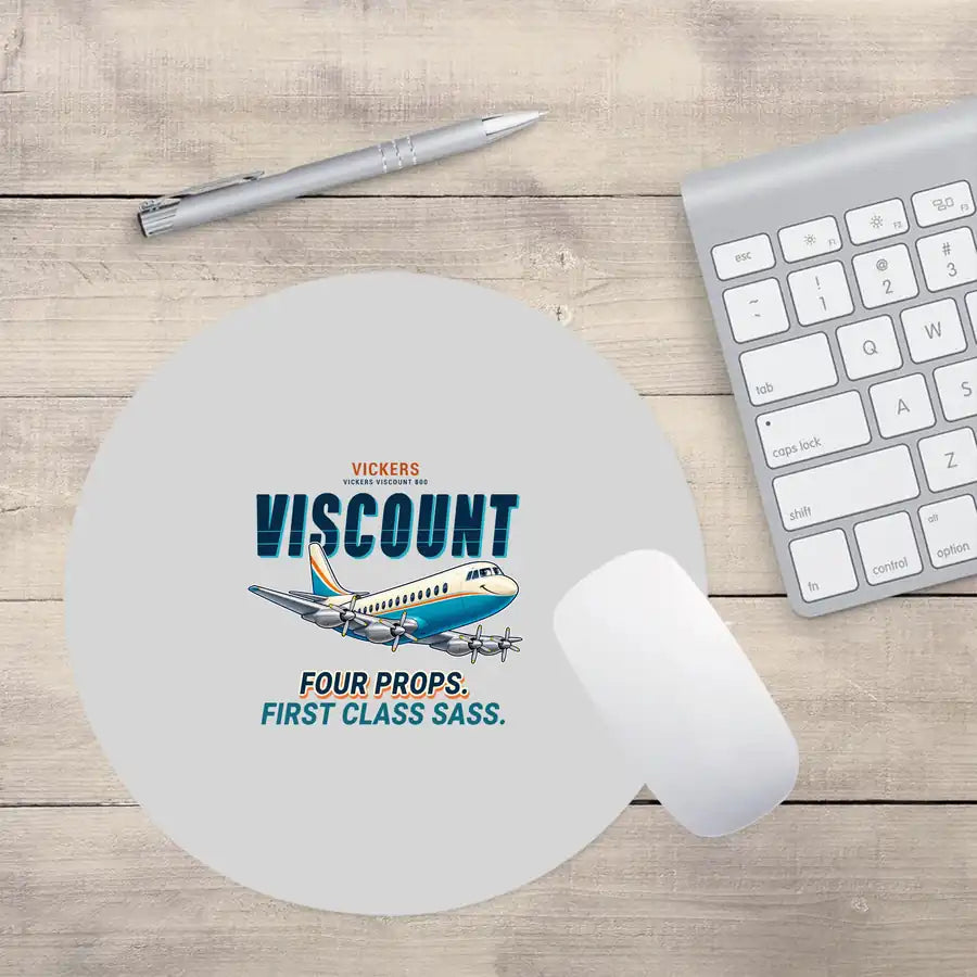 Vickers Viscount 800 - Cartoon - Round Mouse Pad - Light Gray