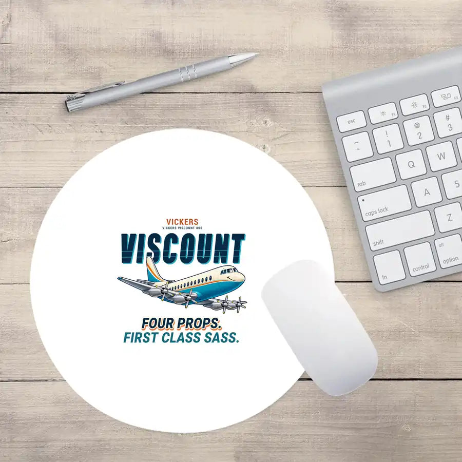 Vickers Viscount 800 - Cartoon - Round Mouse Pad - White