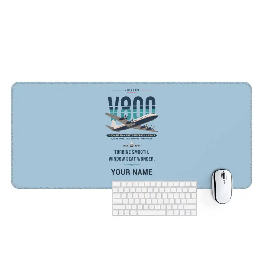 Vickers Viscount 800 - Original + Name - Desk Mat - Light Blue