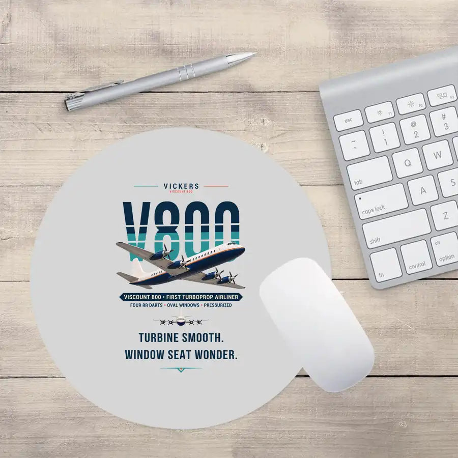 Vickers Viscount 800 - Original - Round Mouse Pad - Light Gray