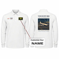 Thumbnail for Vickers Viscount 800 Premium Polo T-Shirts - Poster + Name - Long Sleeve - White