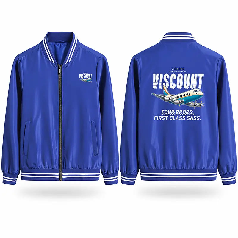 Vickers Viscount 800 Stylish Jackets - Baseball Collar - Cartoon - Royal Blue