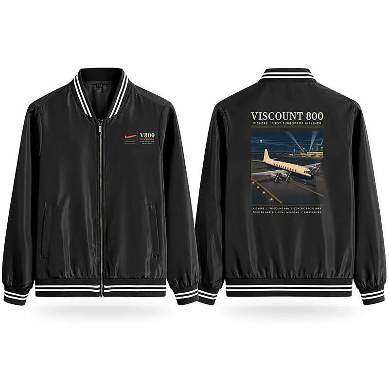 Vickers Viscount 800 Stylish Jackets - Baseball Collar - Poster - Black
