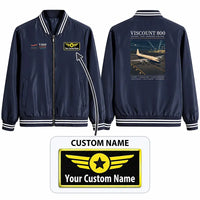 Thumbnail for Vickers Viscount 800 Stylish Jackets - Baseball Collar - Poster + Name - Navy Blue