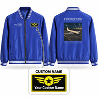 Thumbnail for Vickers Viscount 800 Stylish Jackets - Baseball Collar - Poster + Name - Royal Blue