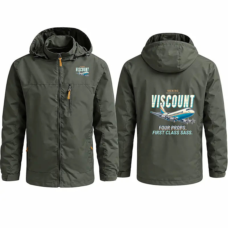 Vickers Viscount 800 Stylish Jackets - Hooded Windbreaker - Cartoon - Olive Green