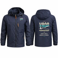 Thumbnail for Vickers Viscount 800 Stylish Jackets - Hooded Windbreaker - Original - Navy Blue
