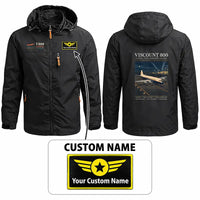 Thumbnail for Vickers Viscount 800 Stylish Jackets - Hooded Windbreaker - Poster + Name - Black