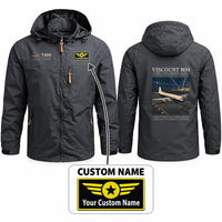 Thumbnail for Vickers Viscount 800 Stylish Jackets - Hooded Windbreaker - Poster + Name - Charcoal
