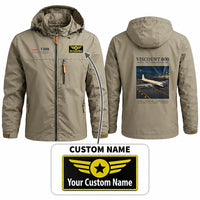 Thumbnail for Vickers Viscount 800 Stylish Jackets - Hooded Windbreaker - Poster + Name - Khaki