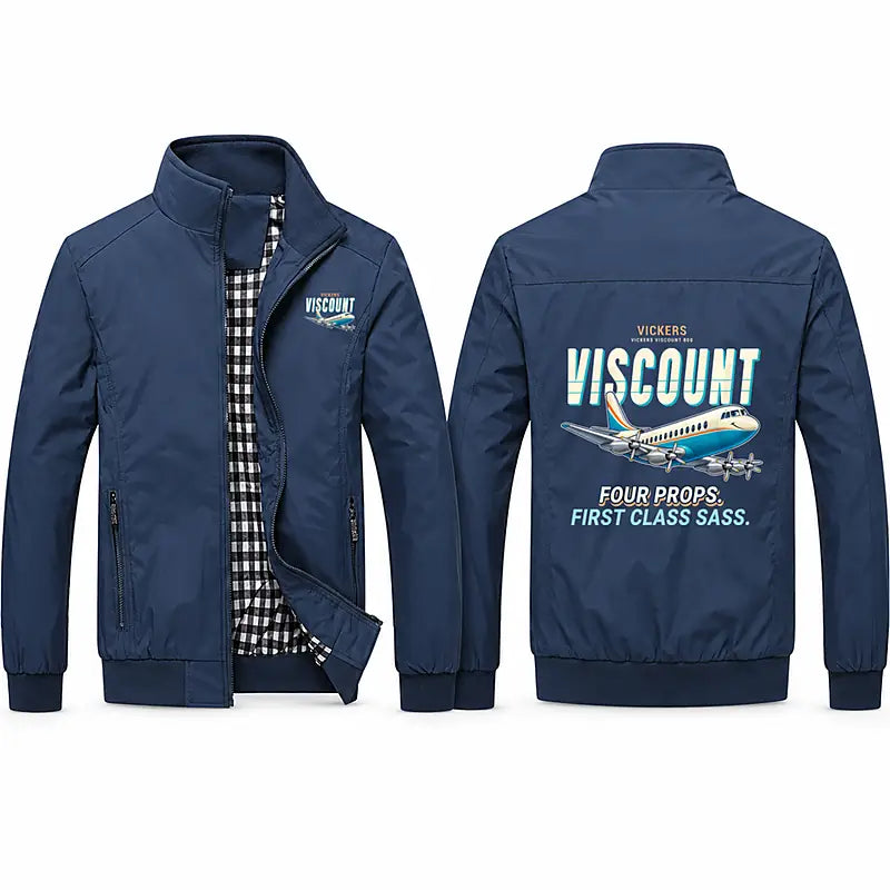 Vickers Viscount 800 Stylish Jackets - Stand Collar - Cartoon - Navy Blue