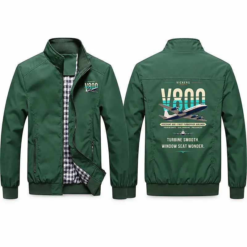 Vickers Viscount 800 Stylish Jackets - Stand Collar - Original - Green