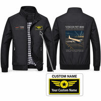 Thumbnail for Vickers Viscount 800 Stylish Jackets - Stand Collar - Poster + Name - Black