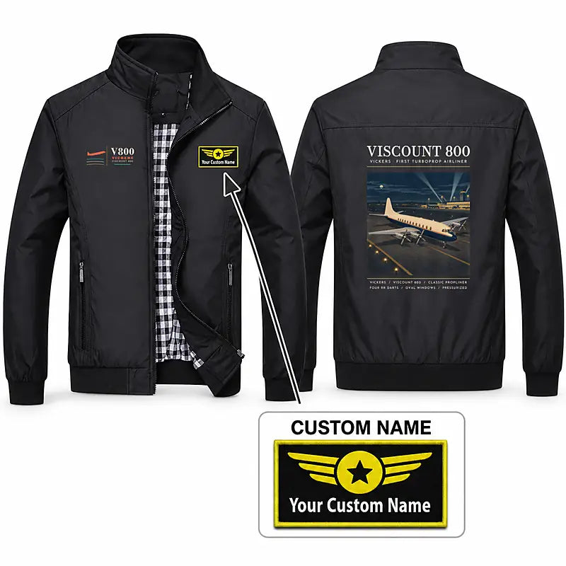 Vickers Viscount 800 Stylish Jackets - Stand Collar - Poster + Name - Black