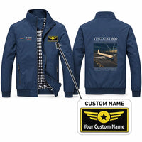 Thumbnail for Vickers Viscount 800 Stylish Jackets - Stand Collar - Poster + Name - Navy Blue