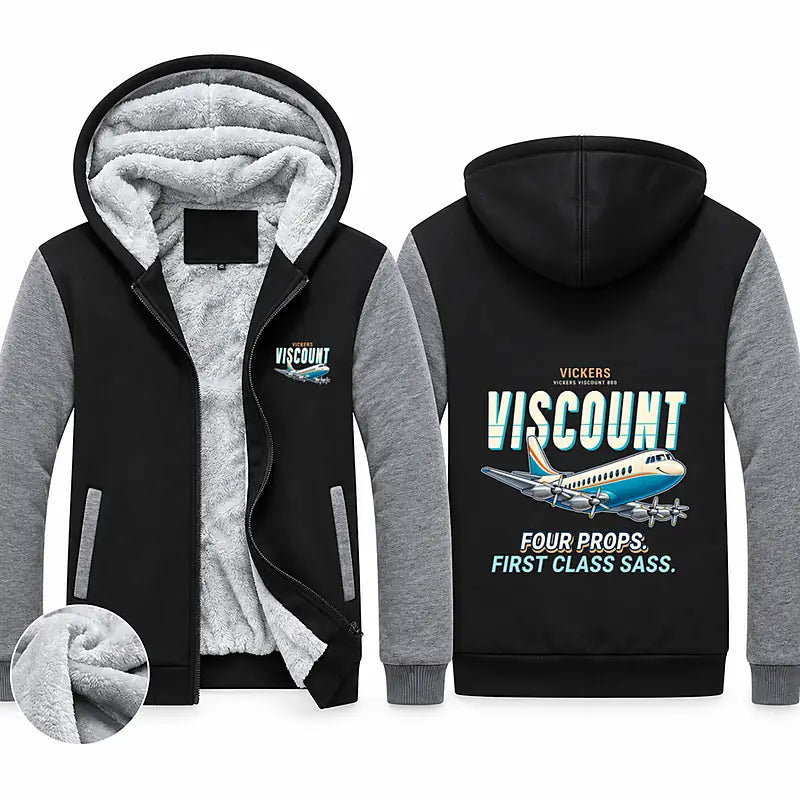 Vickers Viscount 800 Zipped Sweatshirts - Cartoon - Black & Gray